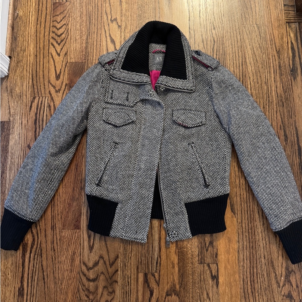 A/X Armani Exchange Black and Gray Bomber Jacket